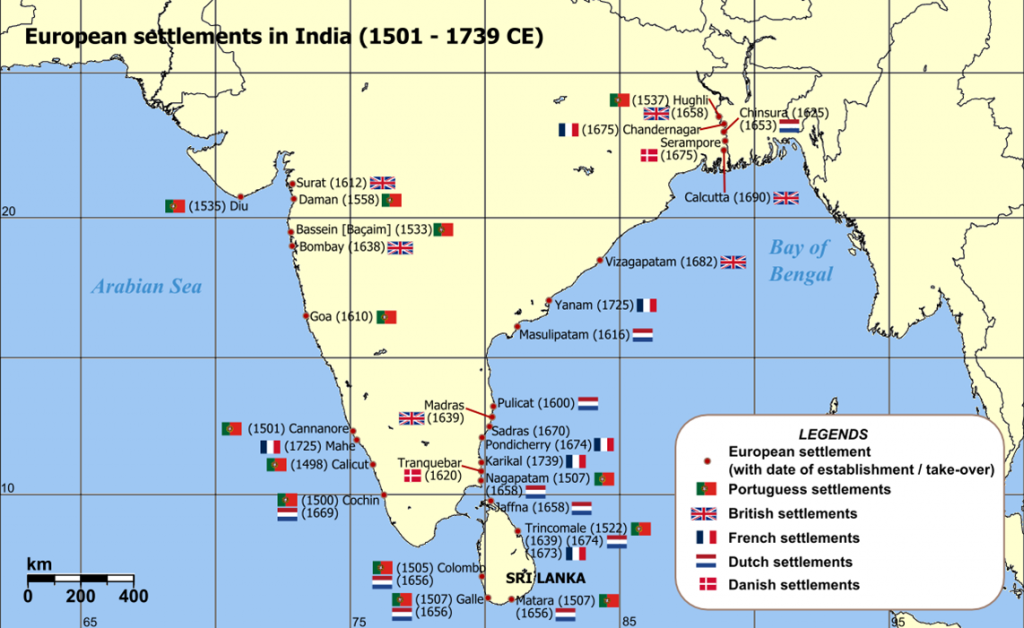 Indie: evropské obchodní stanice
