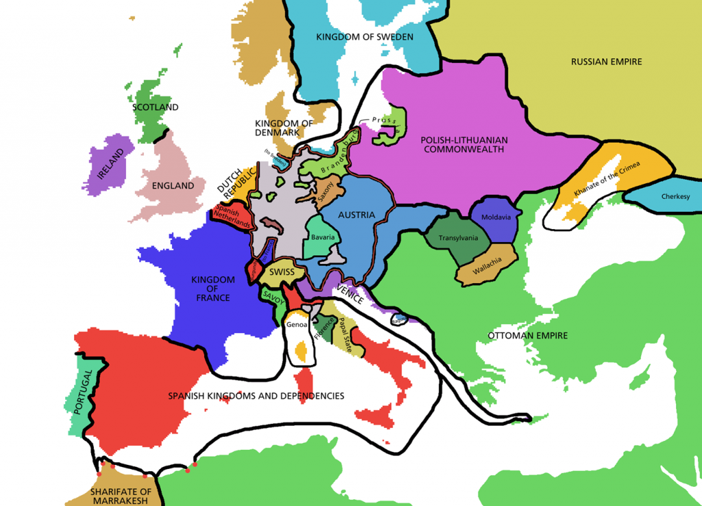 Politická mapa Evropy (1648)
